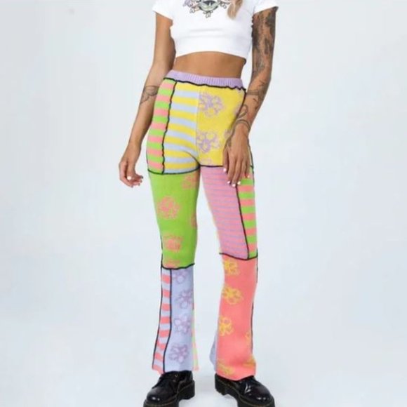 THE RAGGED PRIEST BANGER KNIT FLARES MULTI - Picture 1 of 12
